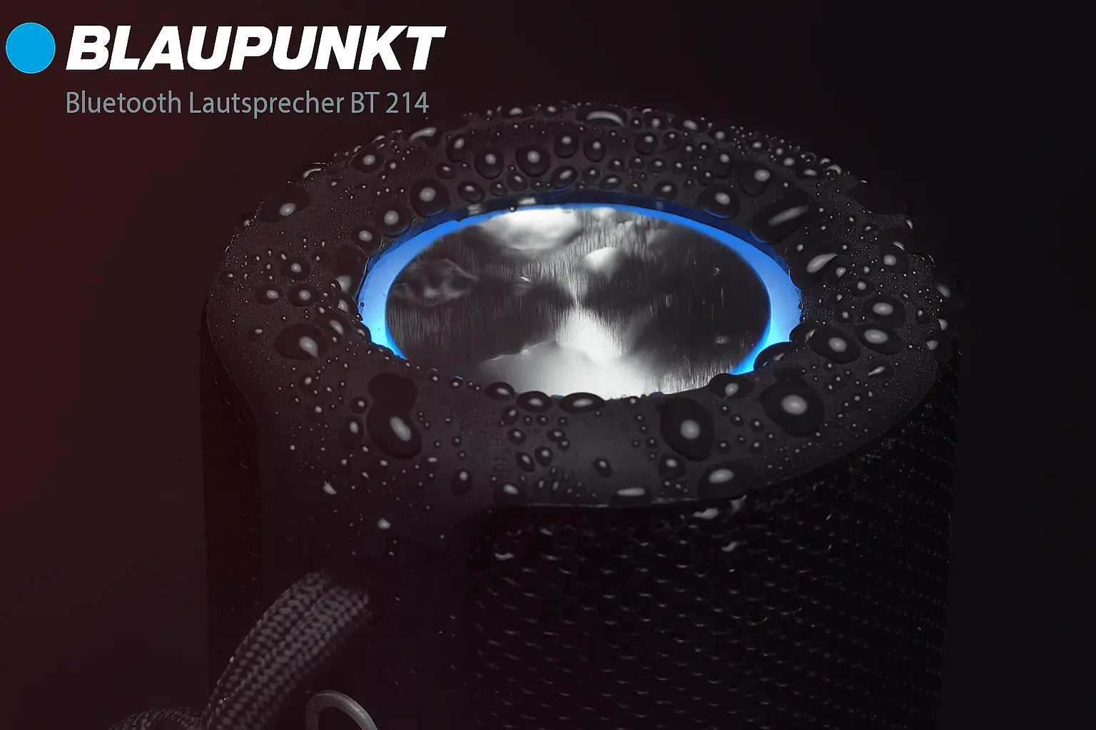 Blaupunkt BT 214 Bluetooth Lautsprecher mit IPX6 Spritzwasserschutz und blauem Lichtakzent