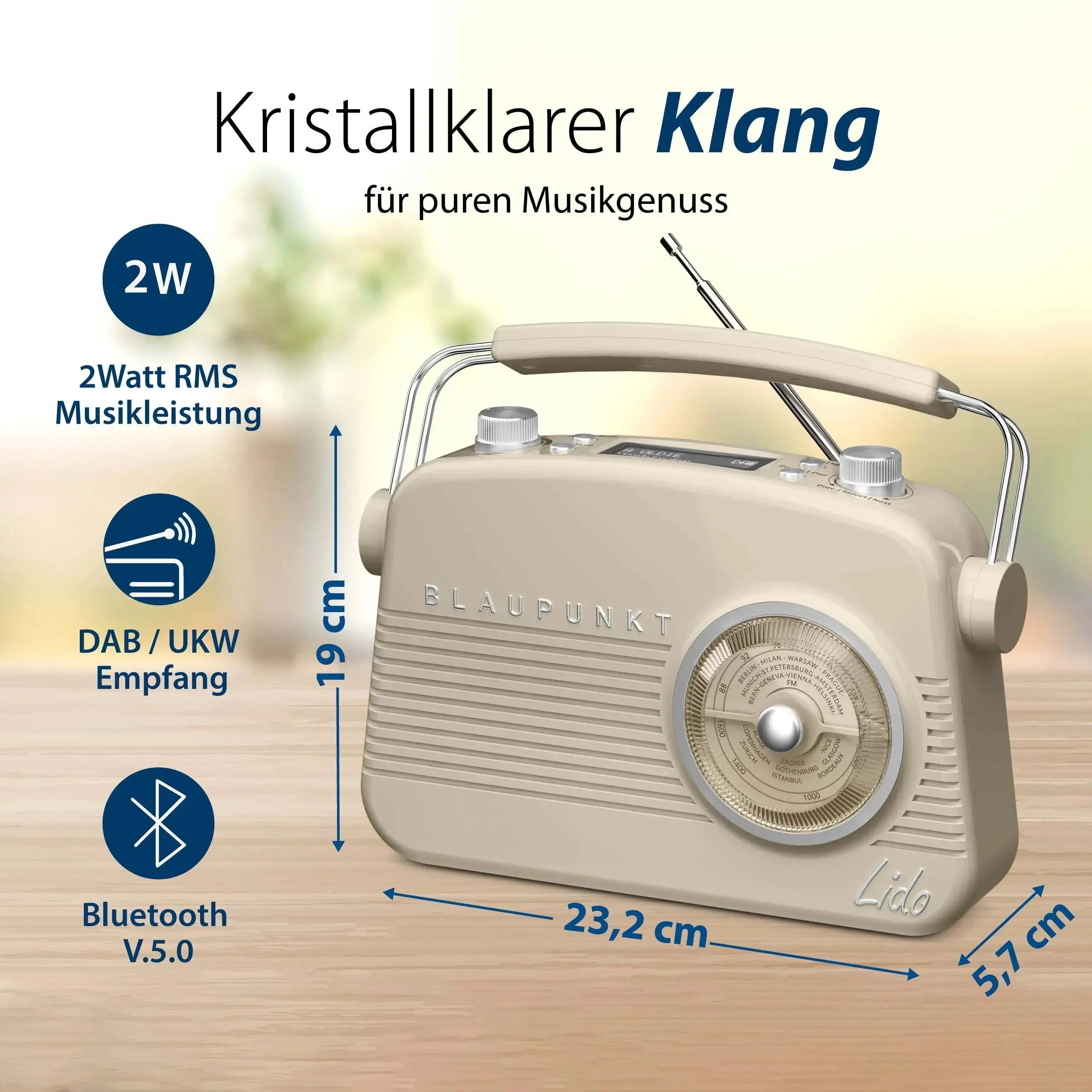 Nostalgieradio mit DAB+ | LIDO VDR 10 Beige - Blaupunkt Audio Deutschland Radio Beige