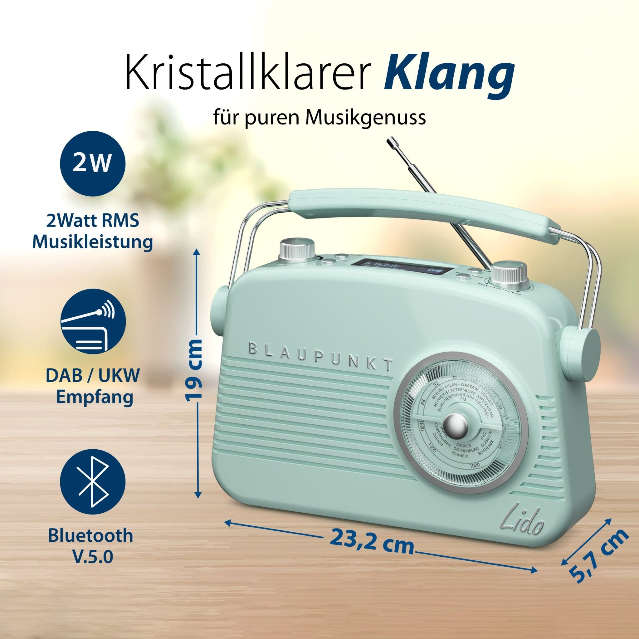 Nostalgieradio mit DAB+ | LIDO VDR 10 - Blaupunkt Audio Deutschland Radio Petrol