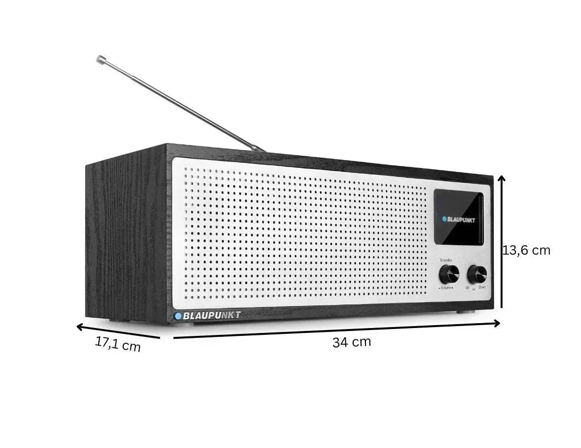 Blaupunkt Napoli Internetradio mit DAB+ und retro Holzgehäuse, Aluminiumfront, 3 Drehregler, Farbdisplay und Teleskopantenne
