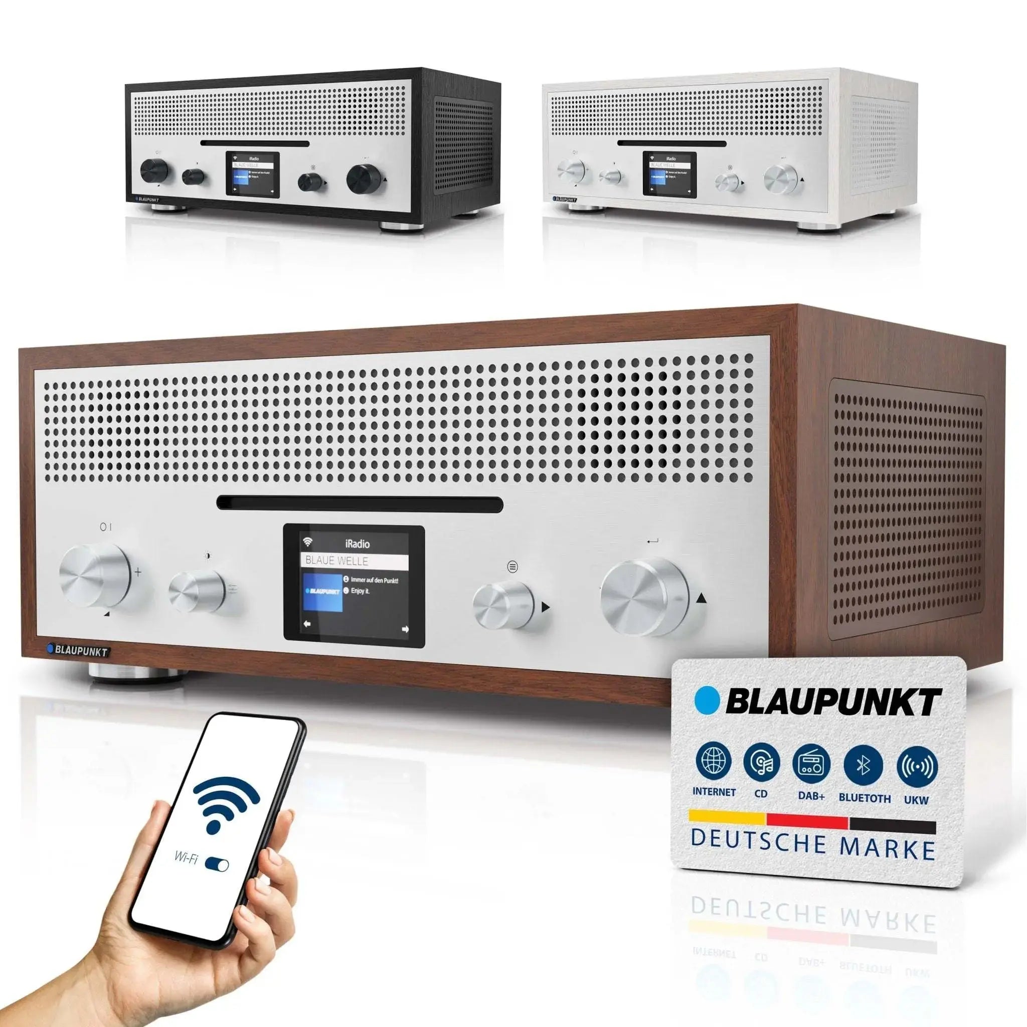 Blaupunkt MILANO Internetradio mit CD im Retro-Holzgehäuse mit WLAN, DAB+, Bluetooth und Farbdisplay