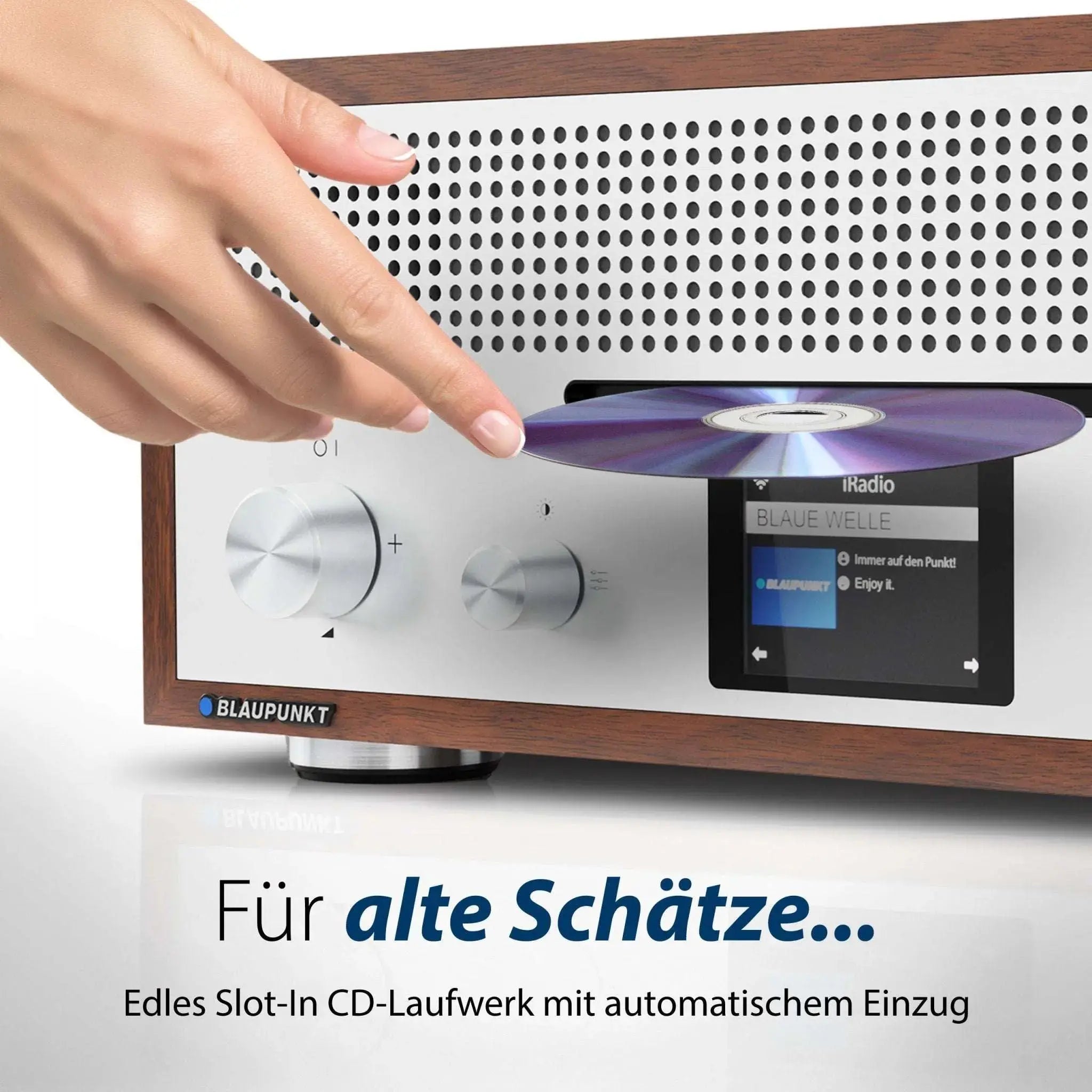 Blaupunkt MILANO Internetradio mit CD Slot-in Laufwerk und Retro-Holzgehäuse in Walnuss