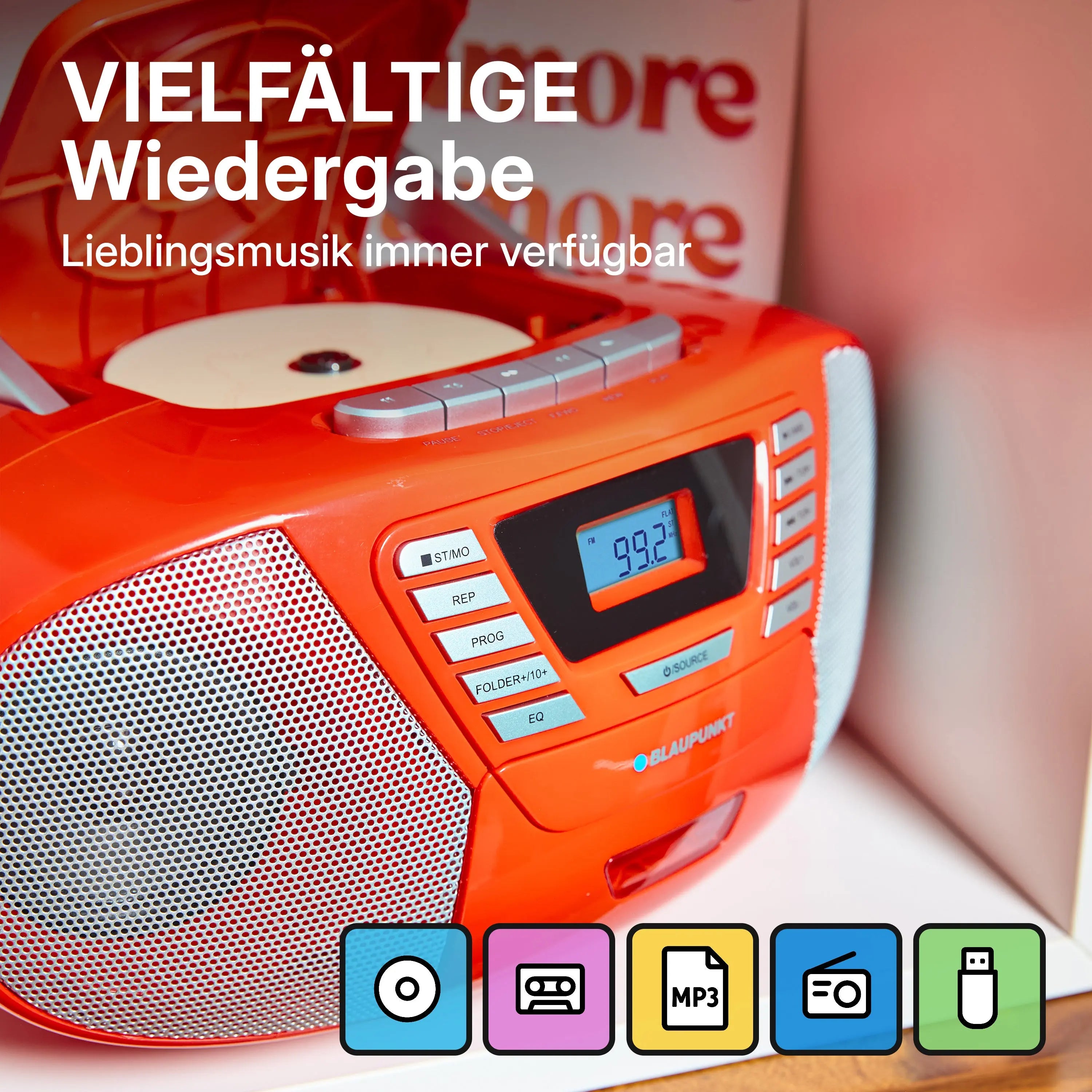 BOOMBOX MIT CD PLAYER FÜR KINDER | B 120 Red | Blaupunkt