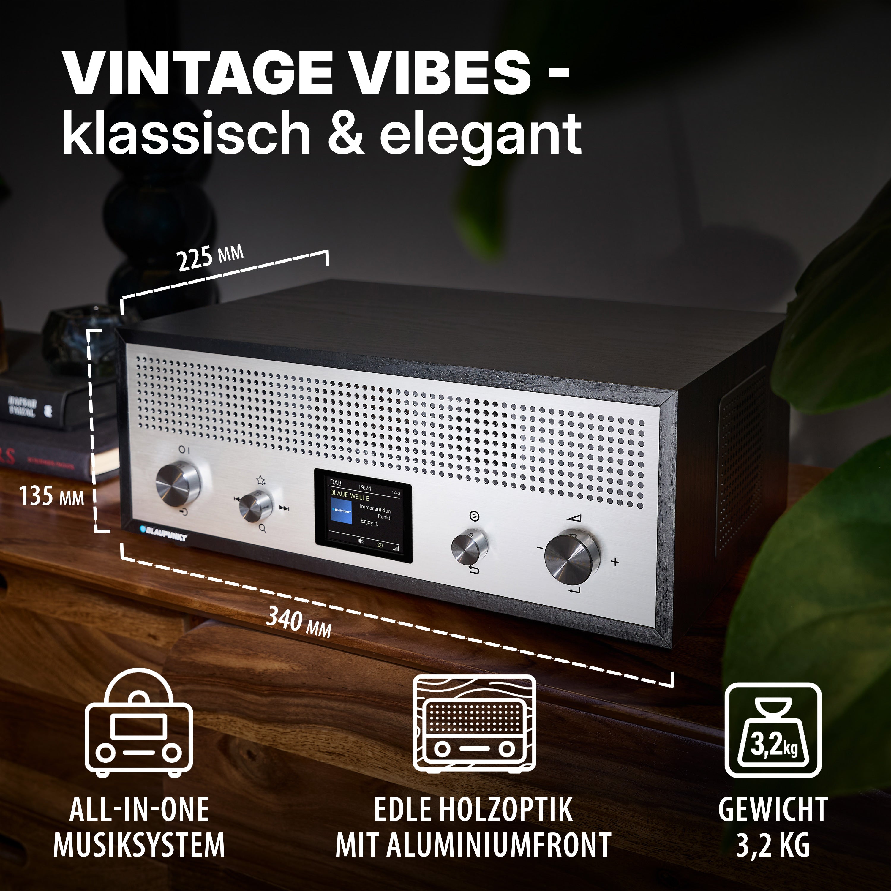 Nostalgieradio mit DAB+ und Bluetooth | VERONA Schwarz