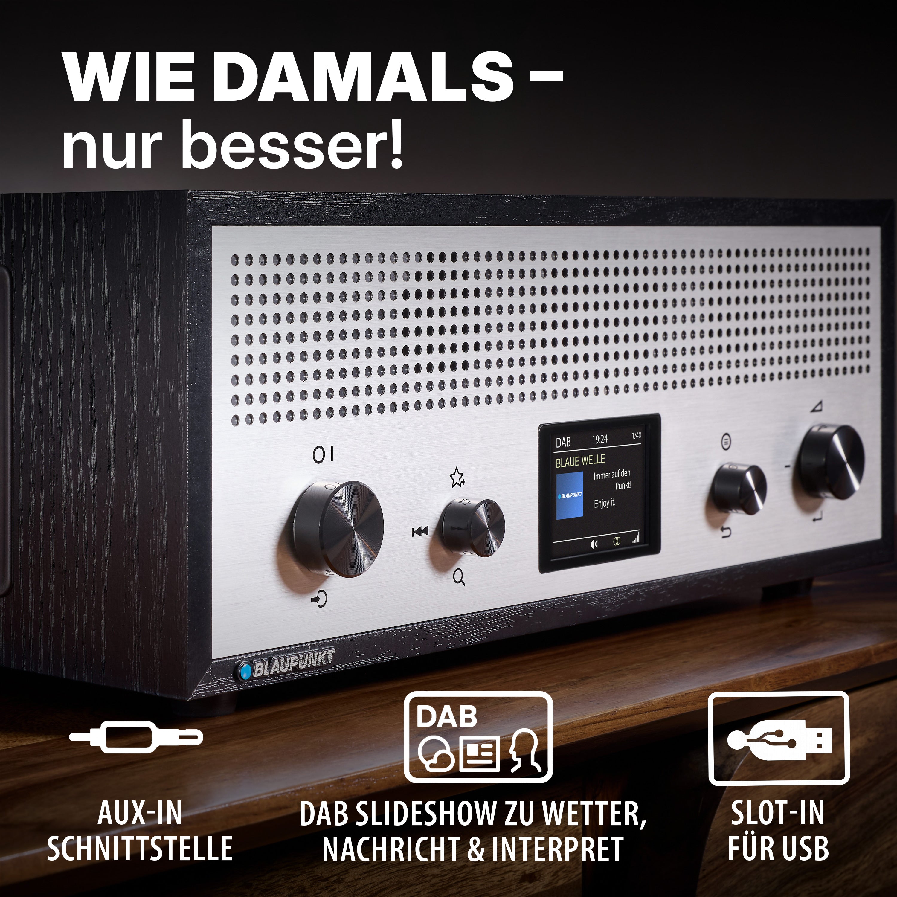 Nostalgieradio mit DAB+ und Bluetooth | VERONA Schwarz