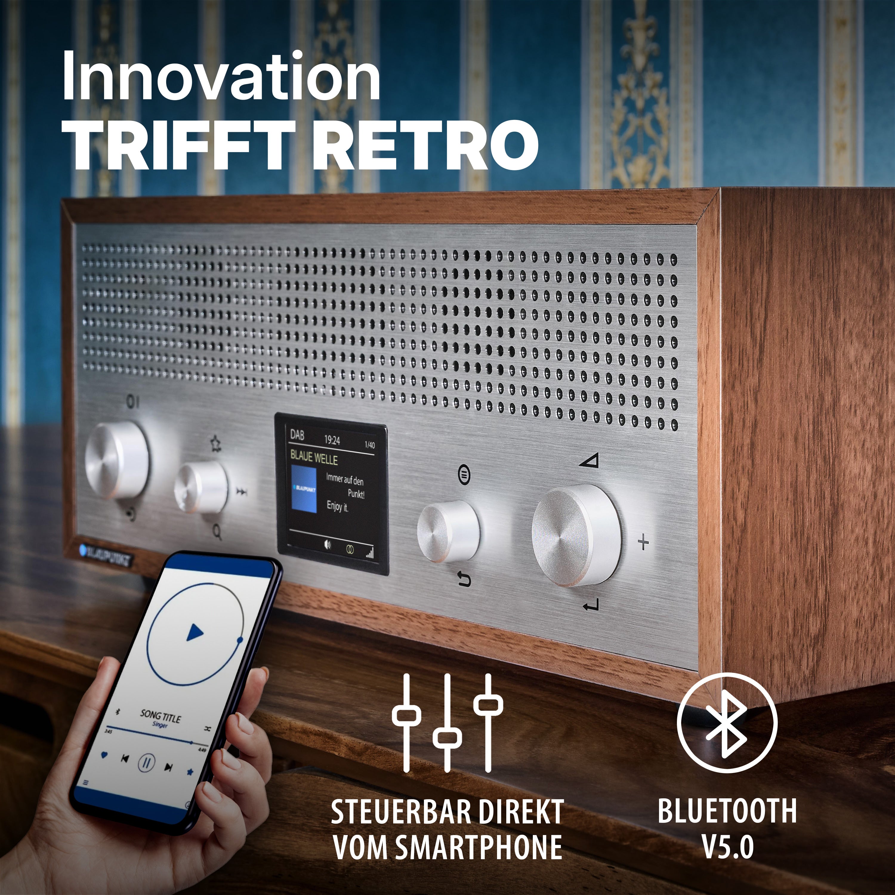 Nostalgieradio mit DAB+ und Bluetooth | VERONA Walnuss
