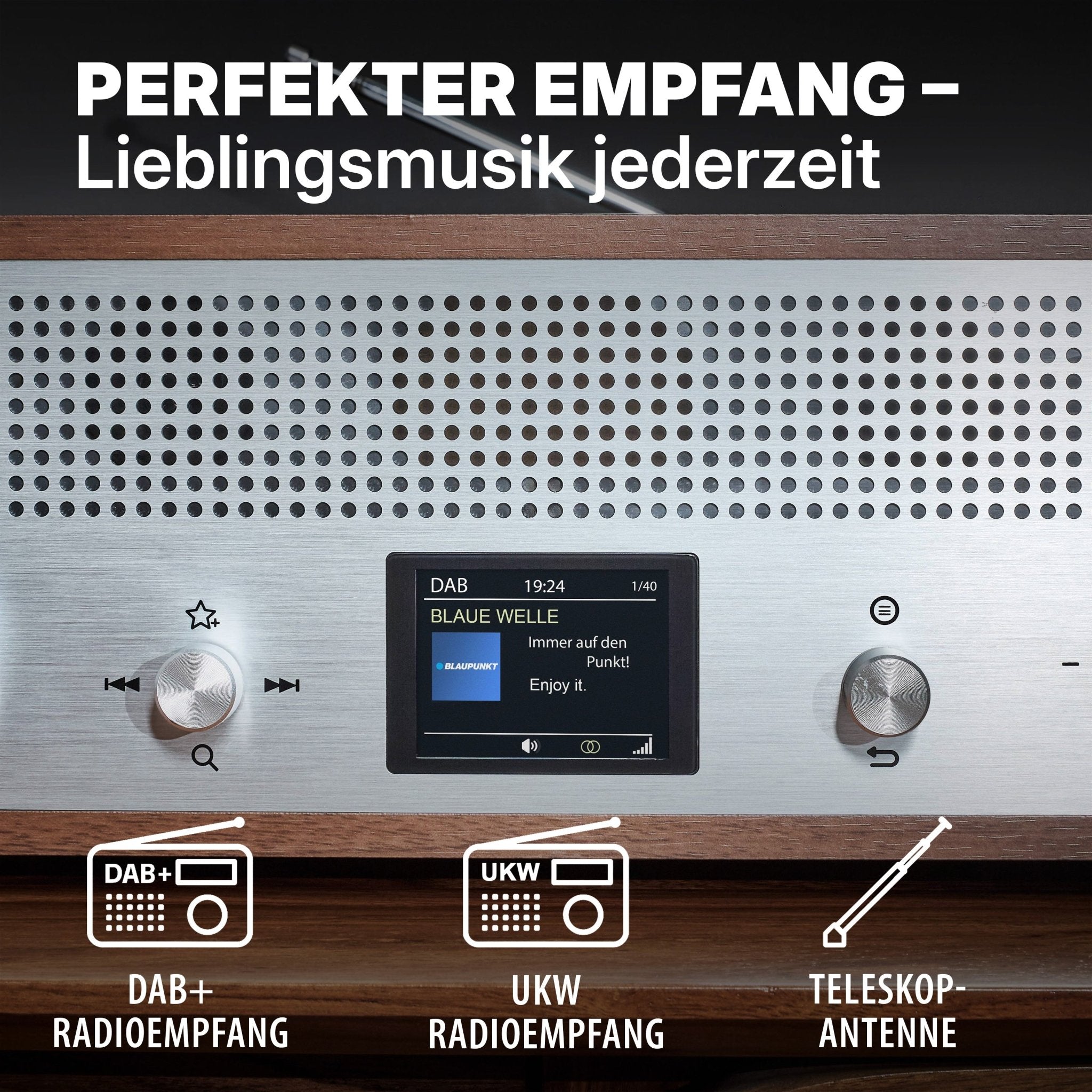 Nostalgieradio mit DAB+ und Bluetooth | VERONA Walnuss - Blaupunkt Audio Deutschland Radio Walnuss