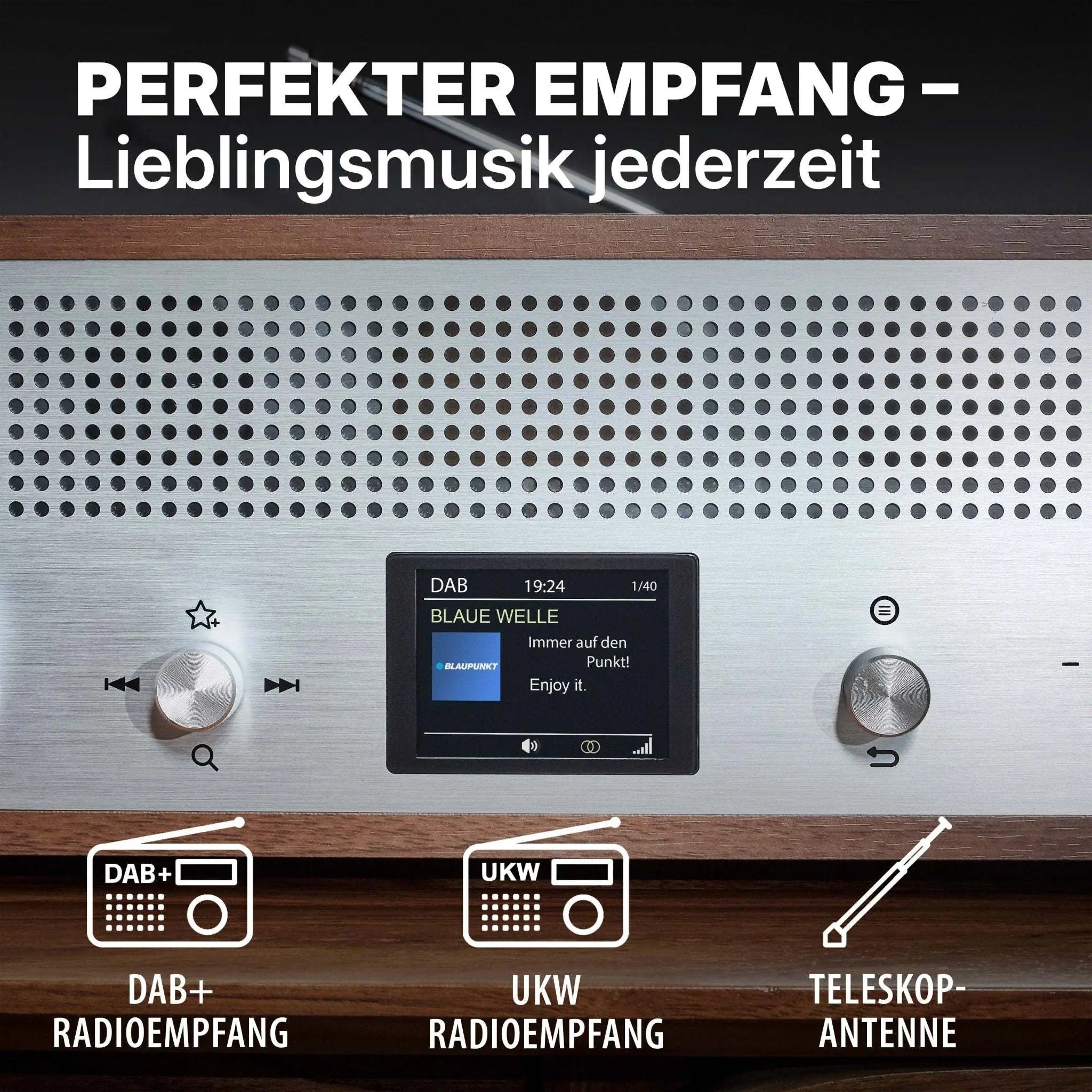 Blaupunkt Verona Nostalgieradio mit DAB+, UKW und Bluetooth in Walnuss-Holzkorpus