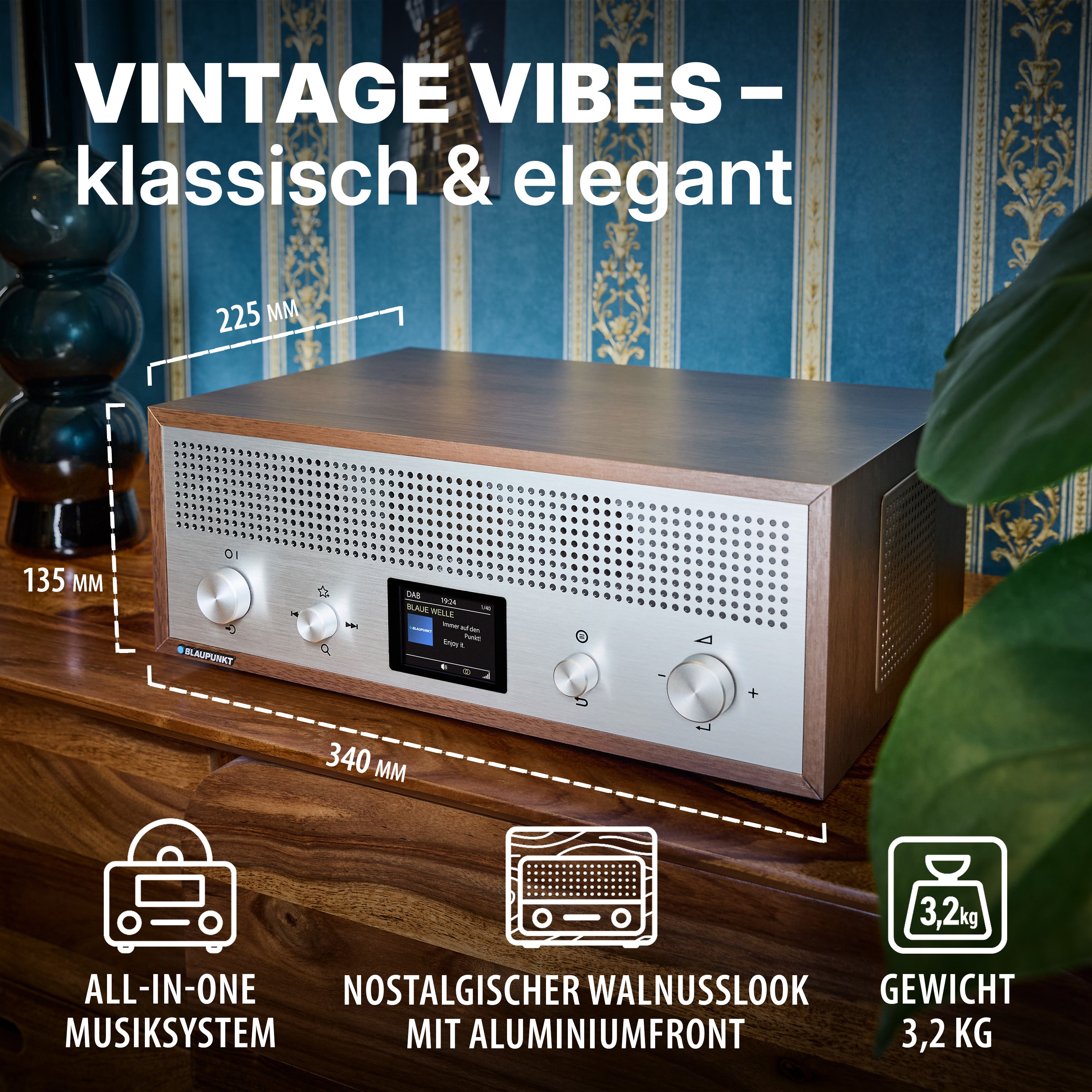 Nostalgieradio mit DAB+ und Bluetooth | VERONA Walnuss