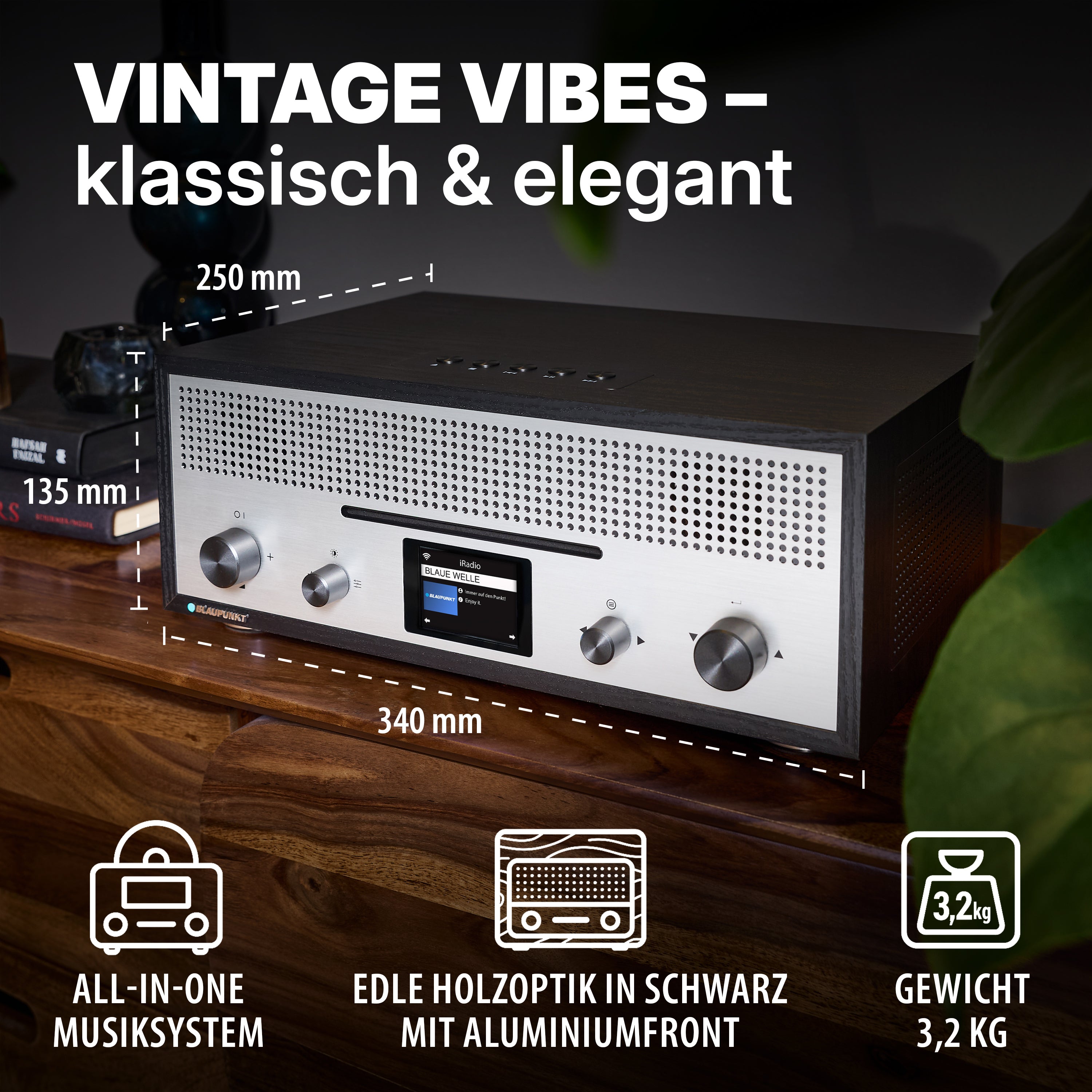 Nostalgie Internetradio mit CD | MILANO Schwarz