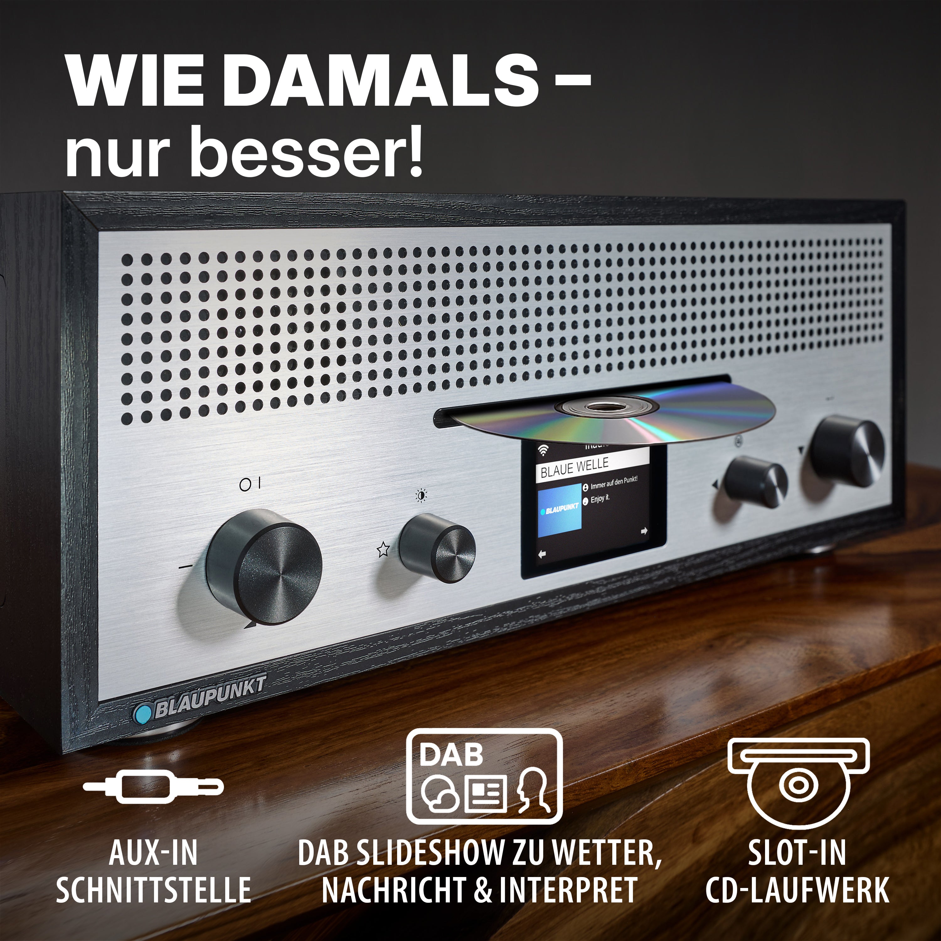 Nostalgie Internetradio mit CD | MILANO Schwarz
