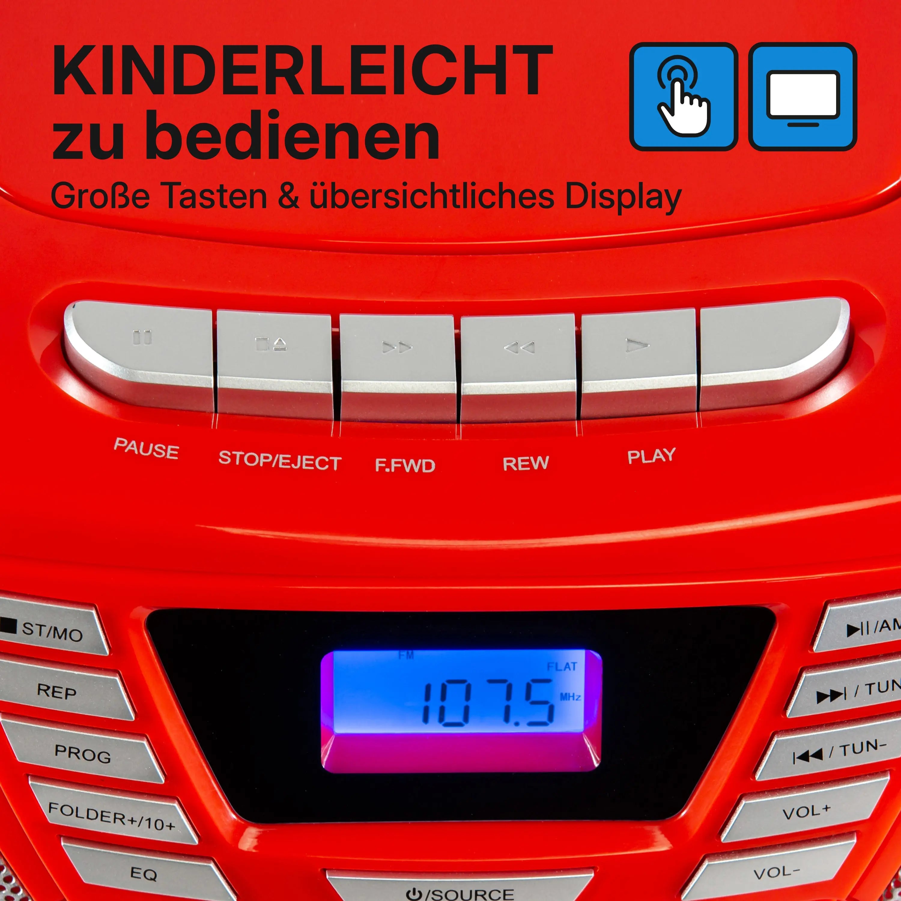 BOOMBOX MIT CD PLAYER FÜR KINDER | B 120 Red | Blaupunkt