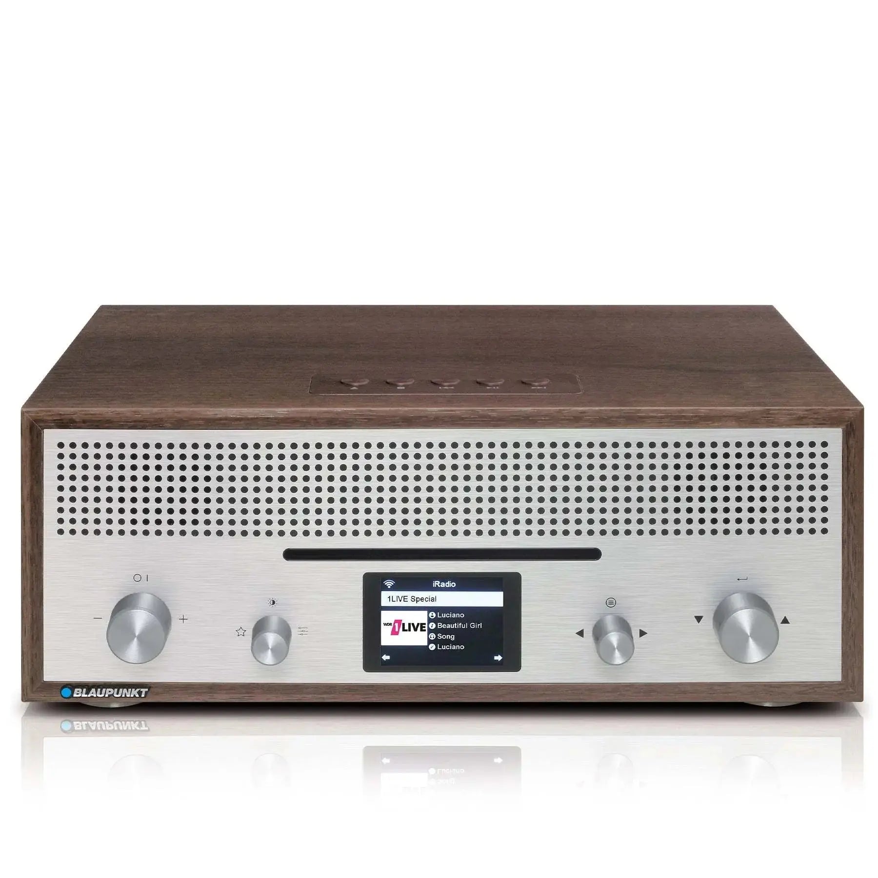 Blaupunkt MILANO Internetradio mit CD Slot, Holzgehäuse Walnussfarben, Retro-Design, Bluetooth, DAB+, UKW, 2,4 Zoll Farbdisplay