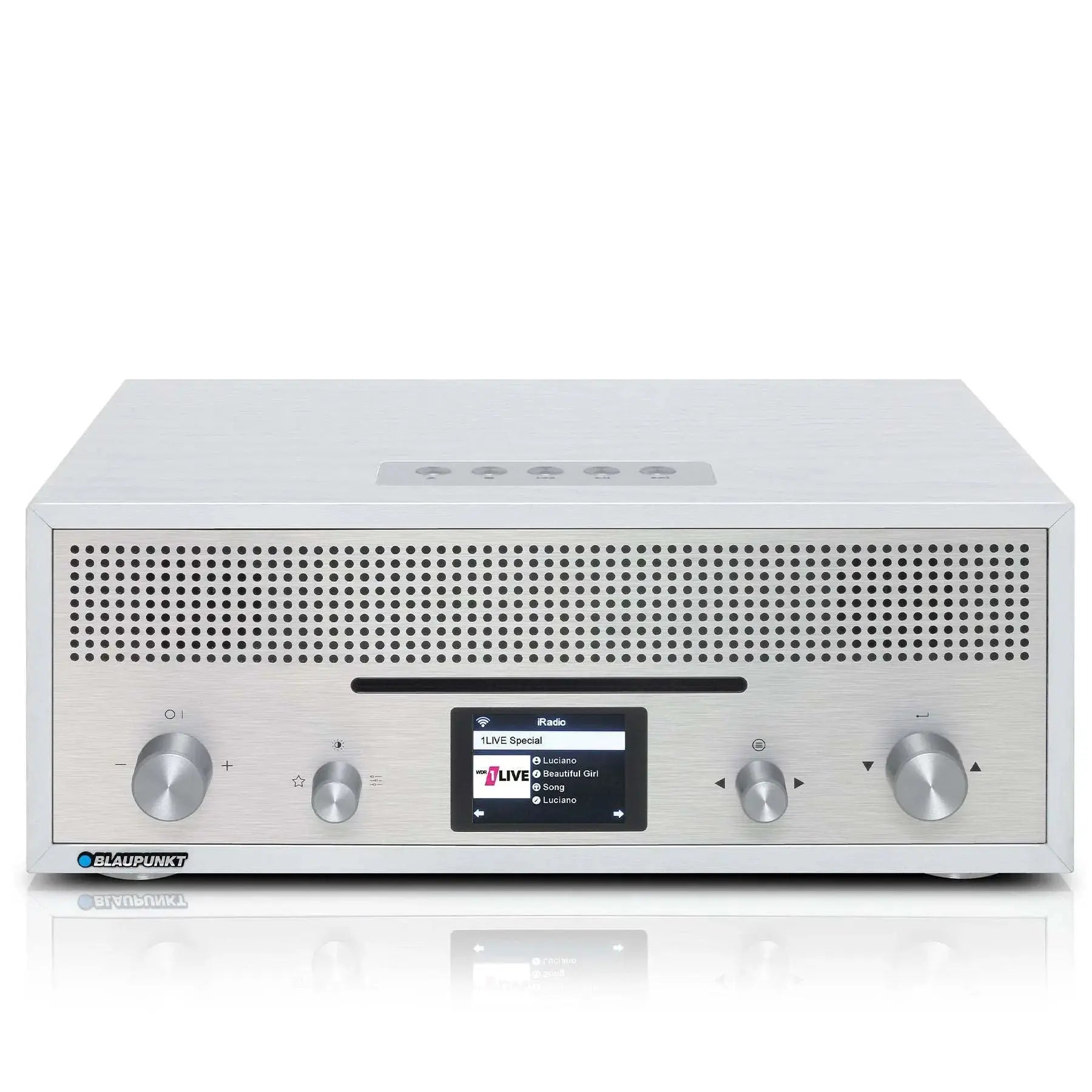 Weißes Blaupunkt Milano Nostalgie Internetradio mit CD, Aluminiumfront und Bluetooth, Retro-Design