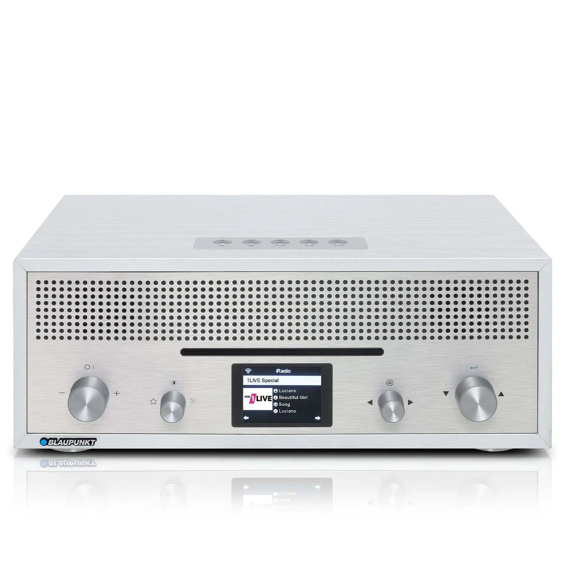 Blaupunkt MILANO weißes Nostalgie Internetradio mit CD-Laufwerk und Aluminiumfront