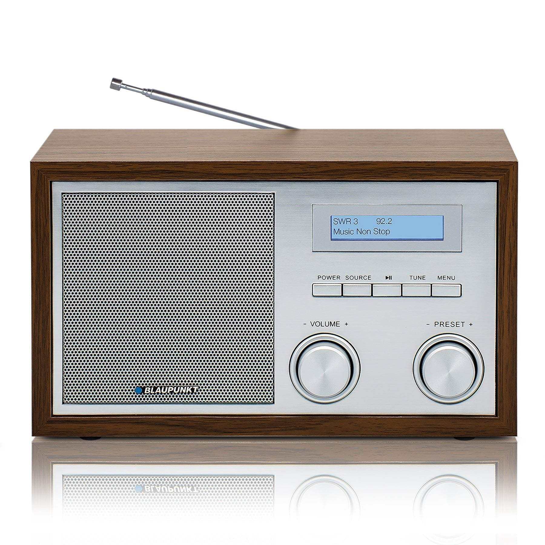 Nostalgieradio mit DAB+ Blaupunkt RXD 180 Walnuss Holzgehäuse Aluminiumfront Bluetooth UKW UKW Digitalradio Retro-Design