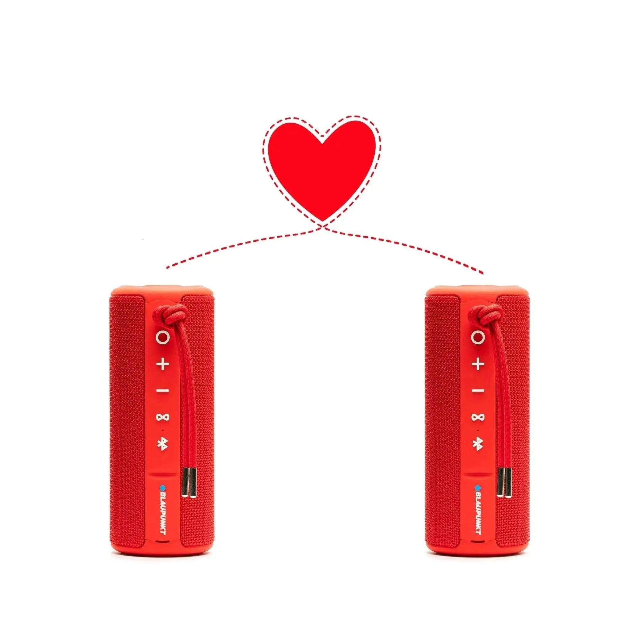 Rote Bluetooth Lautsprecher mit TWS-Funktion und robustem, wasserfestem Design