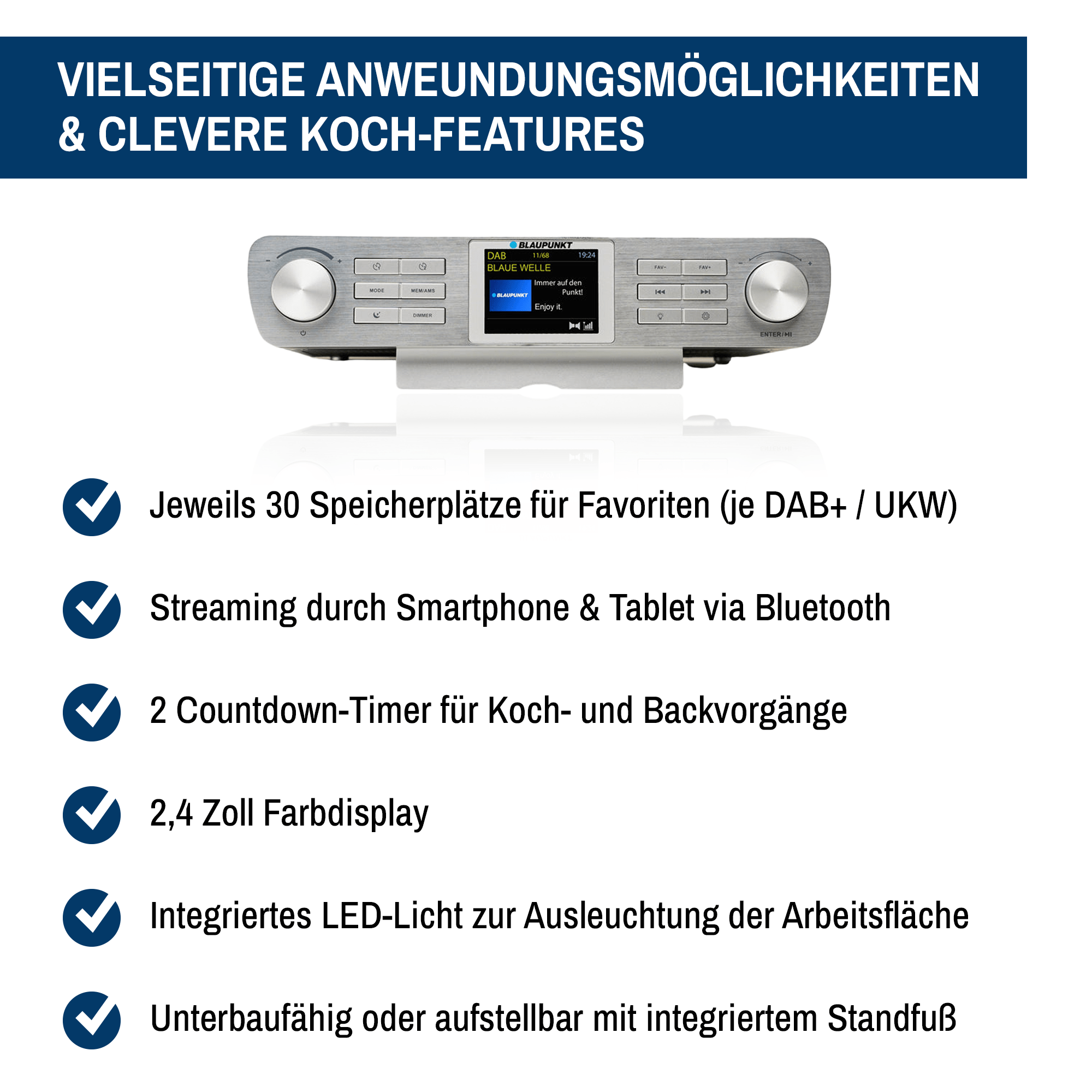 Küchenradio mit DAB+ und Bluetooth | KRD 100 - Blaupunkt Audio Deutschland Küchenradio