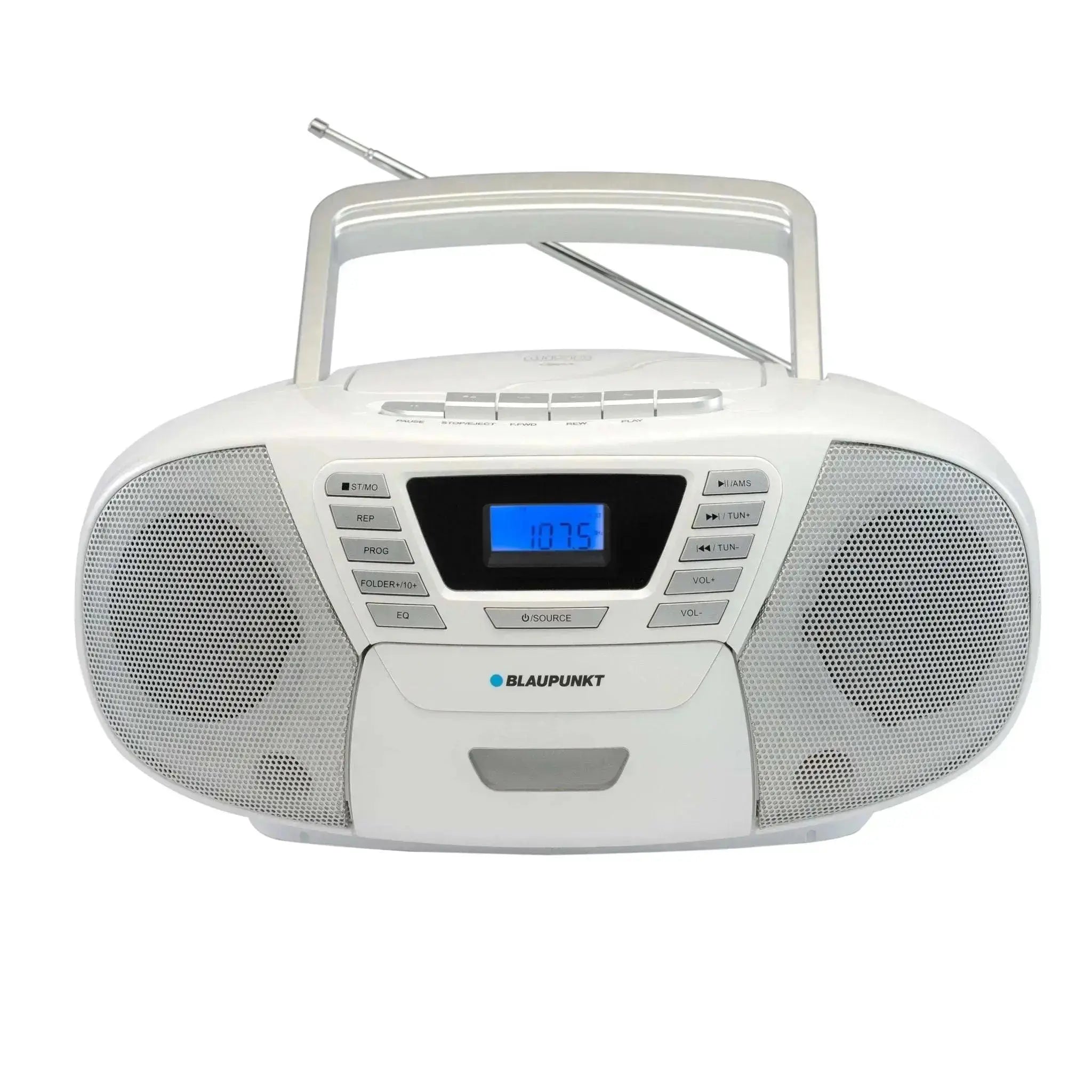 Weißer Blaupunkt B 120 Boombox mit CD Player, Radio, Kassettendeck und Bluetooth für Kinder