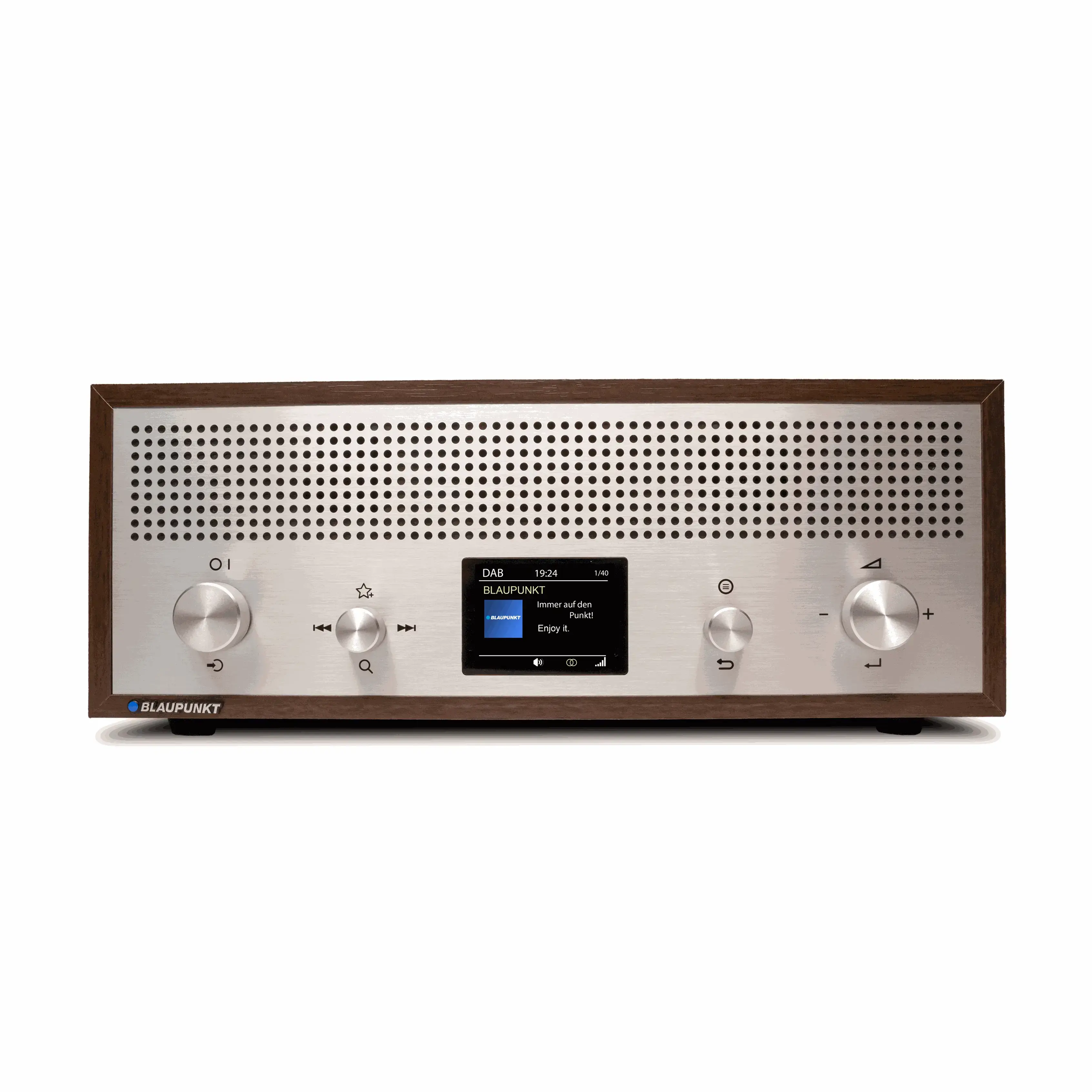 Nostalgieradio mit DAB+ und Bluetooth, Holzgehäuse Walnuss, Retrodesign Blaupunkt Verona, digitaler und analoger Radioempfang, USB-Ladefunktion, AUX-In, 15 Watt Lautsprecher, farbiges Display