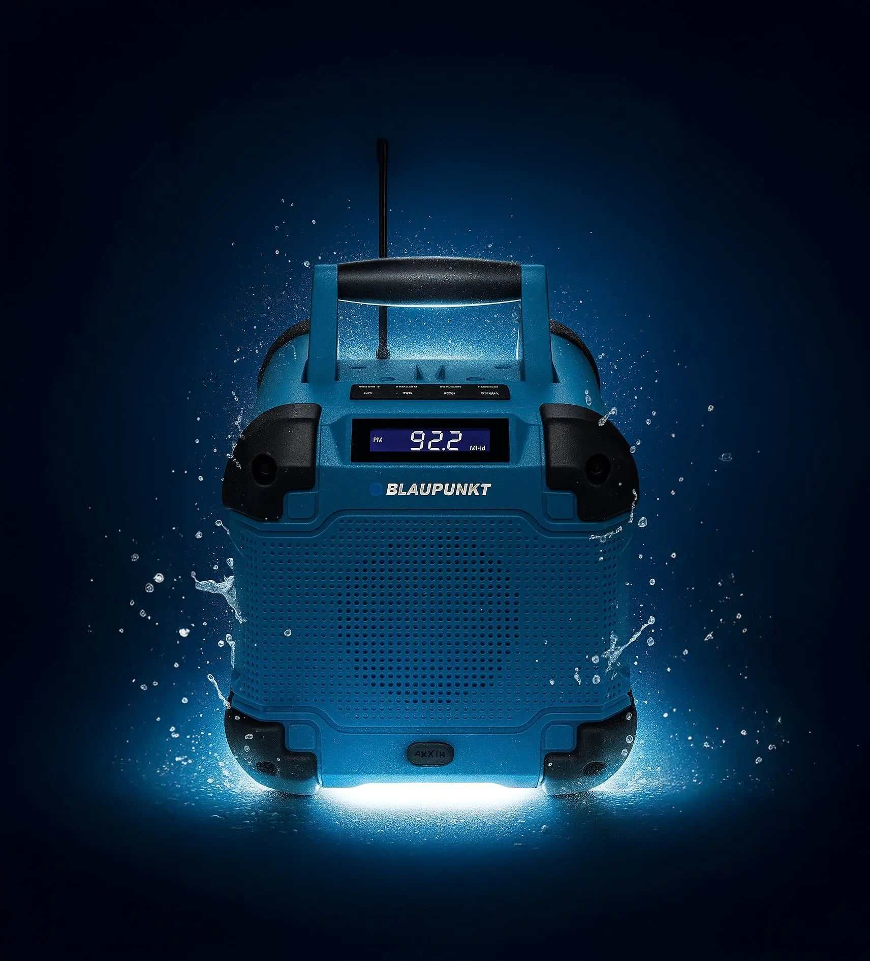 Blaupunkt Baustellenradio mit robustem Gehäuse, stoßfestem Design und starkem Klang für Baustellenbedingungen