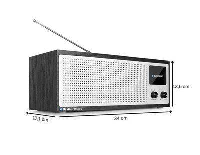 Blaupunkt Napoli Internetradio mit DAB+ und retro Holzgehäuse, Aluminiumfront, 3 Drehregler, Farbdisplay und Teleskopantenne