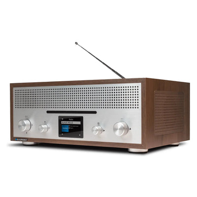 Blaupunkt MILANO Internetradio mit CD Slot-In, Retro-Holzgehäuse Walnuss, Bluetooth, DAB+ Empfang, 2,4 Zoll Farbdisplay