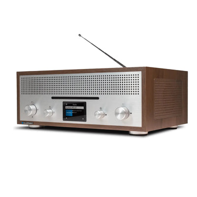 Blaupunkt MILANO Internetradio mit CD, Retro-Design, Walnuss-Holzgehäuse und Aluminiumfront, Bluetooth und WLAN, DAB+ und UKW Empfang