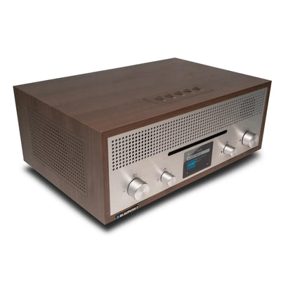 Blaupunkt MILANO Internetradio mit CD im Walnuss-Holzgehäuse und Aluminiumfront, Retro-Design, Bluetooth, DAB+, UKW, 2,4-Zoll Farbdisplay
