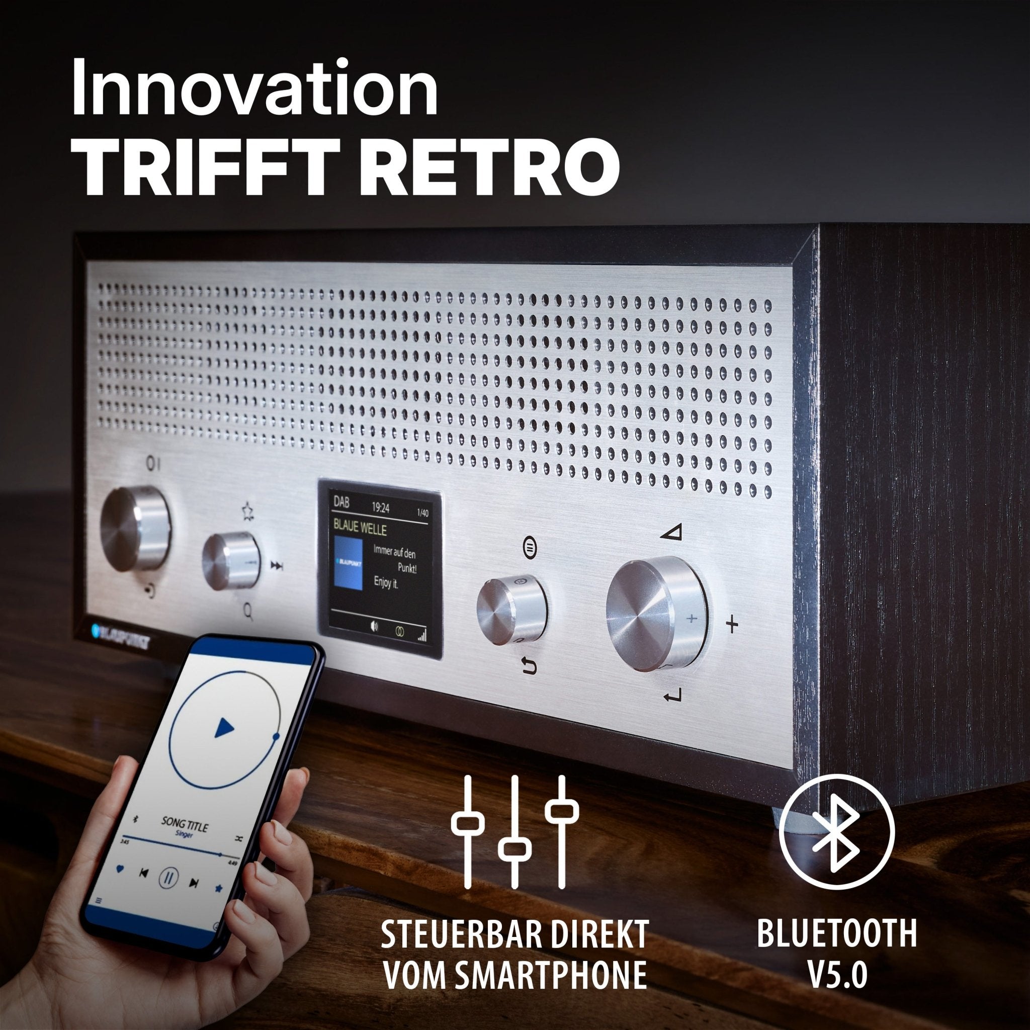Nostalgieradio mit DAB+ und Bluetooth | VERONA Schwarz - Blaupunkt Audio Deutschland Radio Schwarz