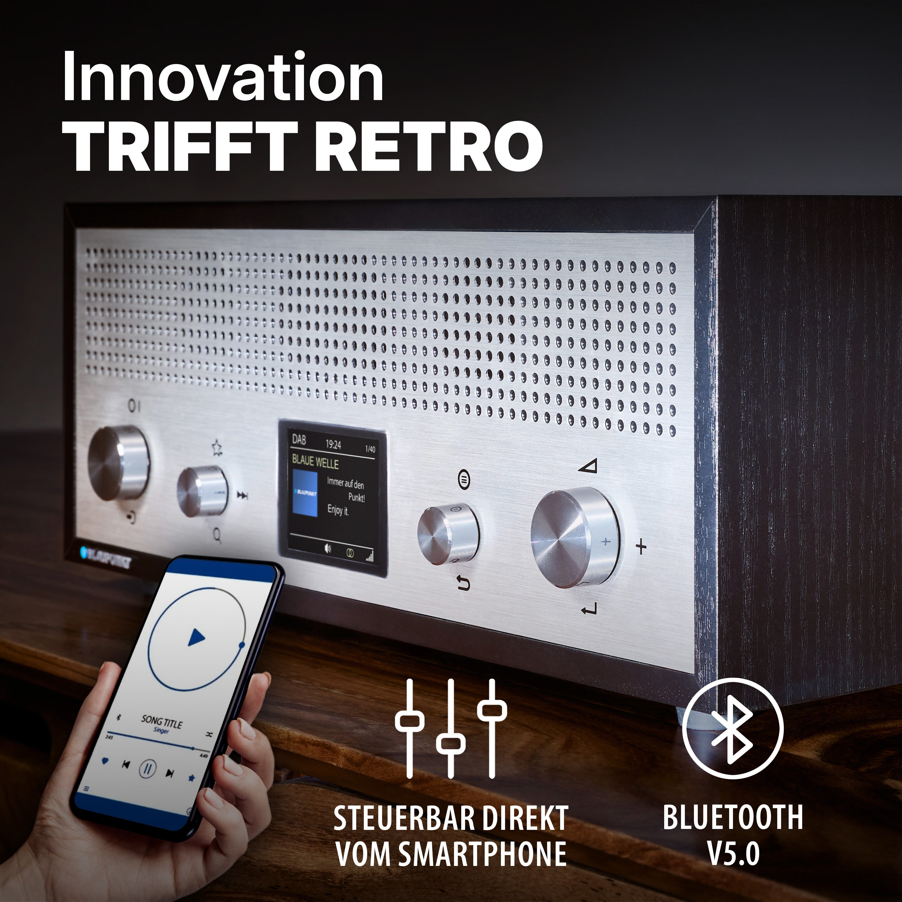 Nostalgieradio mit DAB+ und Bluetooth | VERONA Schwarz