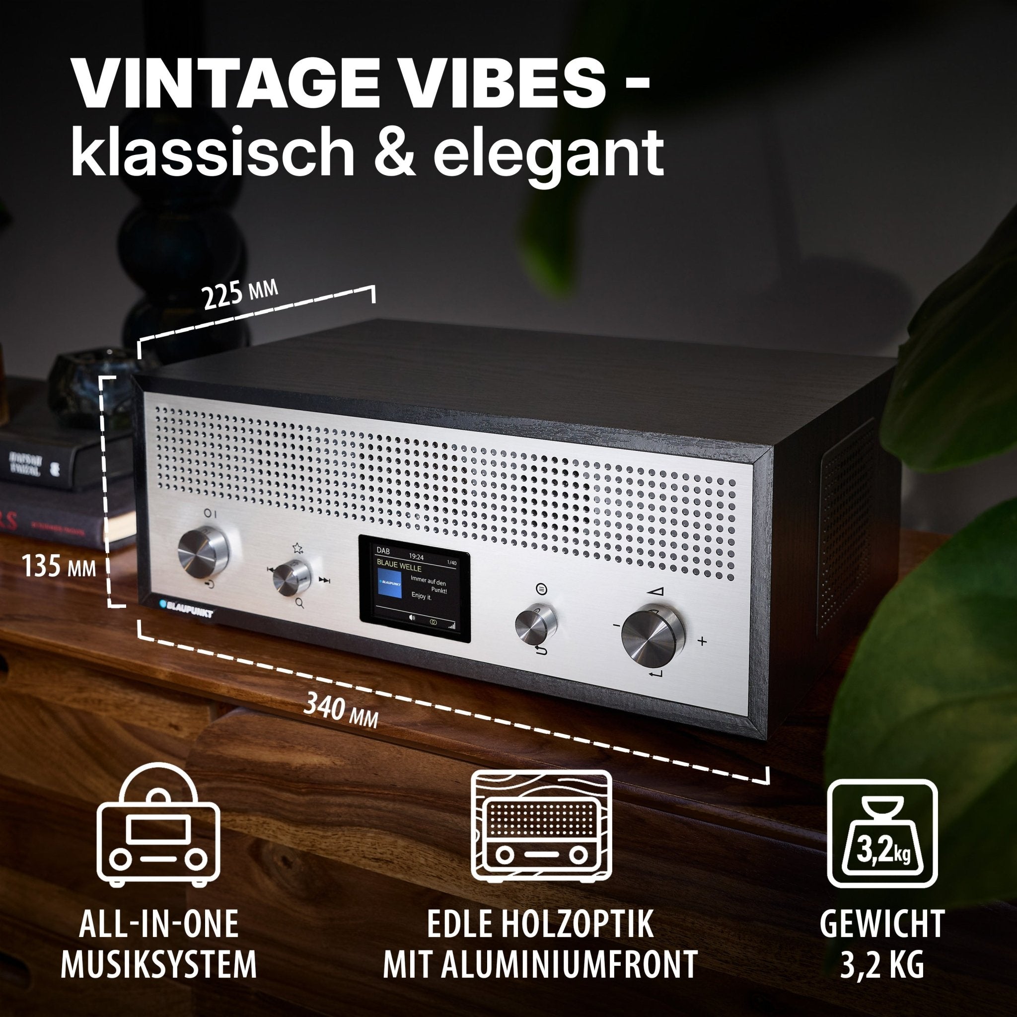 Nostalgieradio mit DAB+ und Bluetooth | VERONA Schwarz - Blaupunkt Audio Deutschland Radio Schwarz