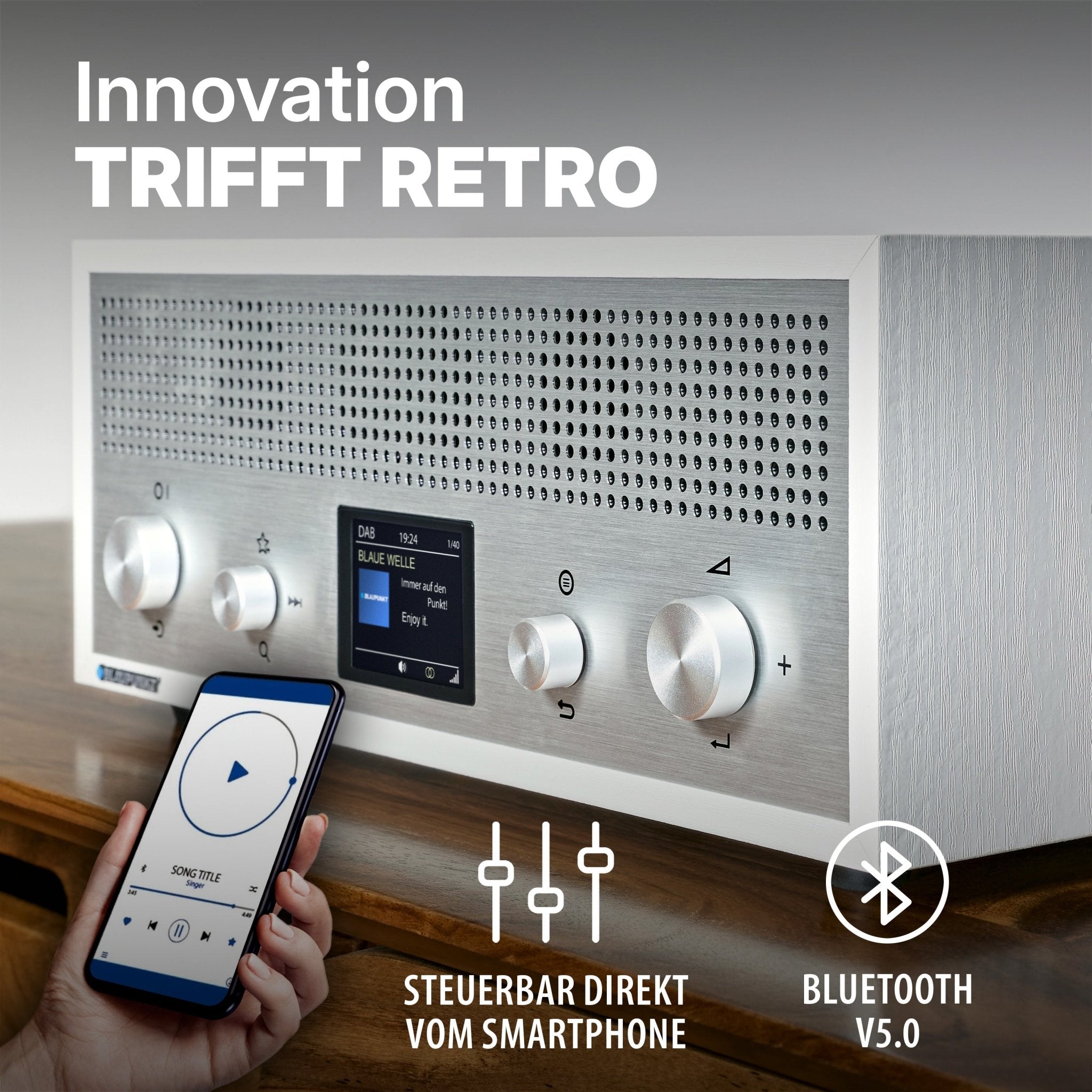Nostalgieradio mit DAB+ und Bluetooth | VERONA - Blaupunkt Audio Deutschland Radio Weiß