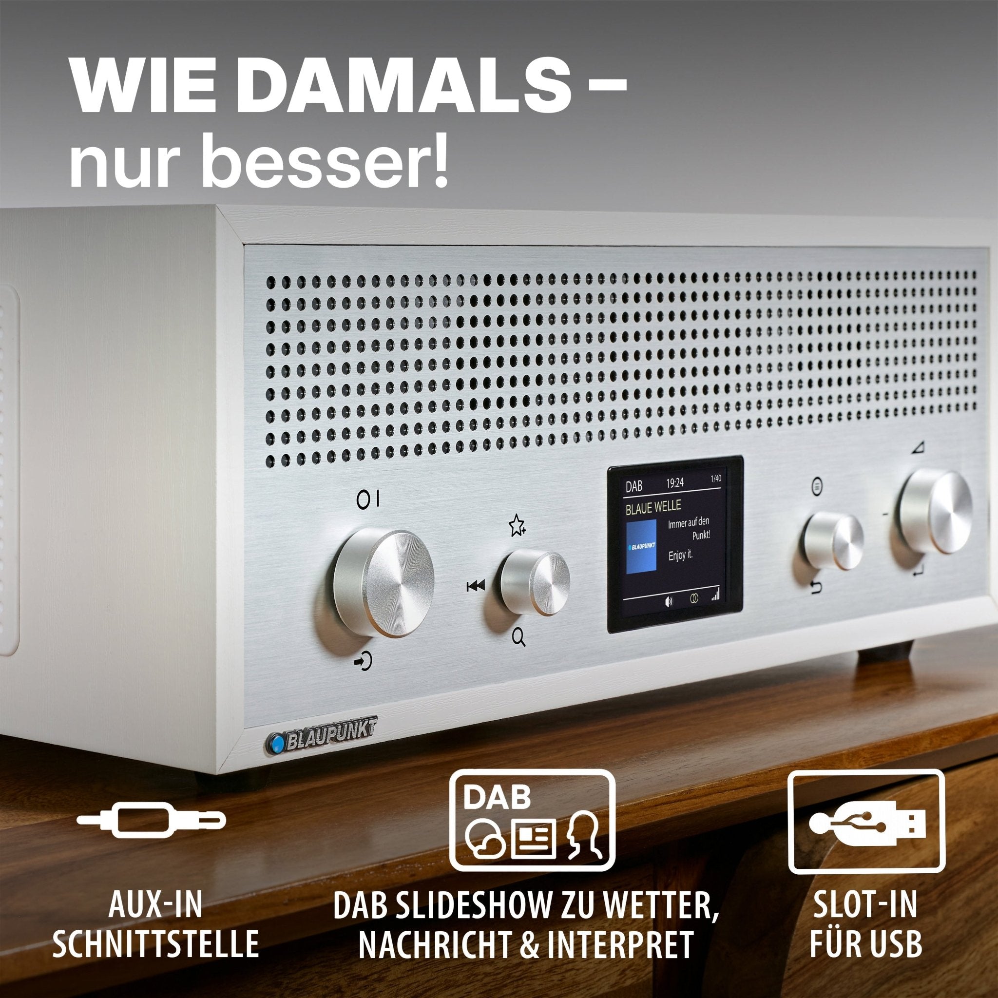 Nostalgieradio mit DAB+ und Bluetooth | VERONA - Blaupunkt Audio Deutschland Radio Weiß