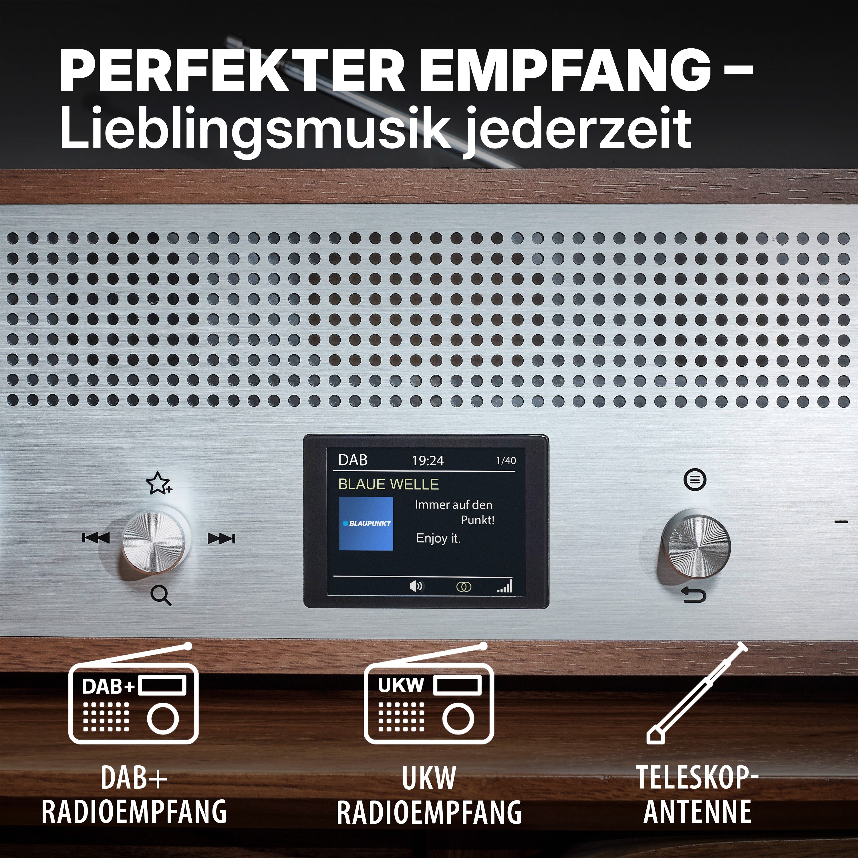 Nostalgieradio mit DAB+ und Bluetooth | VERONA Walnuss