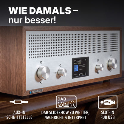 Nostalgieradio mit DAB+ und Bluetooth | VERONA Walnuss