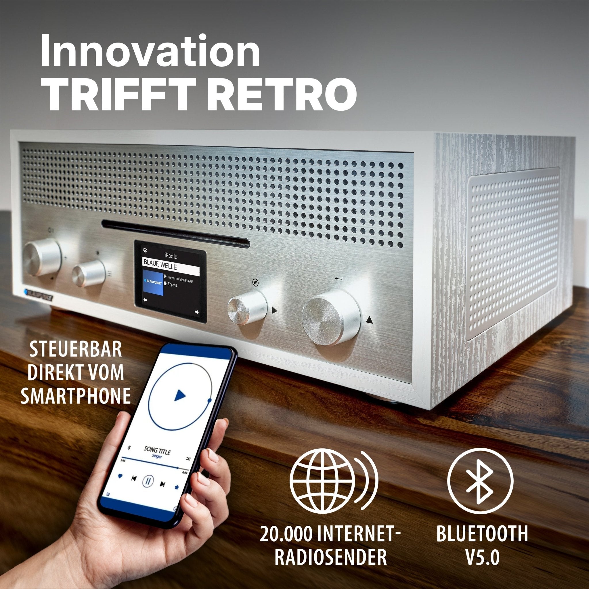 Nostalgie Internetradio mit CD | MILANO Weiß - Blaupunkt Audio Deutschland Radio Weiß