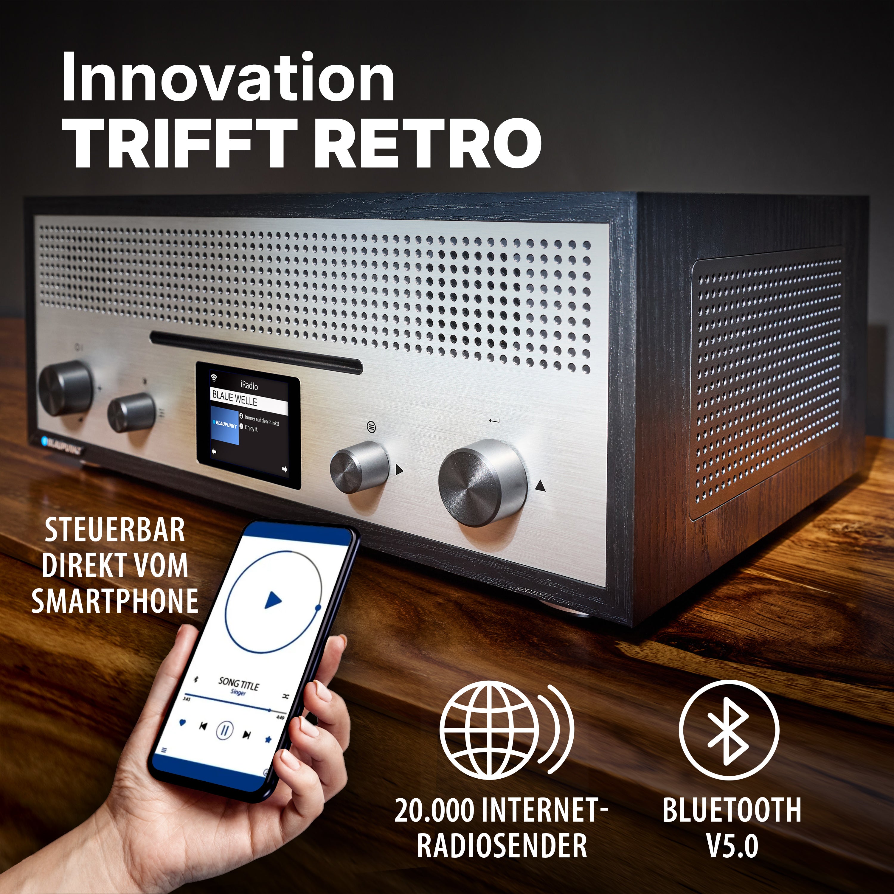 Nostalgie Internetradio mit CD | MILANO Schwarz