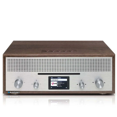 Blaupunkt MILANO Internetradio mit CD Slot, Holzgehäuse Walnussfarben, Retro-Design, Bluetooth, DAB+, UKW, 2,4 Zoll Farbdisplay