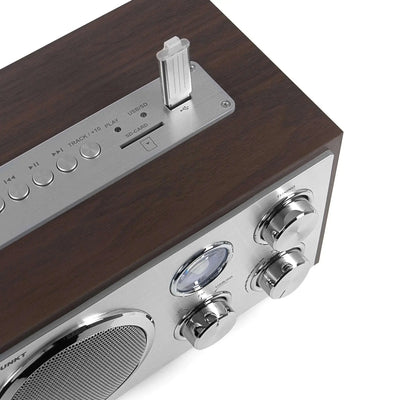 Blaupunkt RXN 19 Nostalgieradio mit USB, SD-Kartenslot, Drehreglern und Holzgehäuse in Alu-Optik