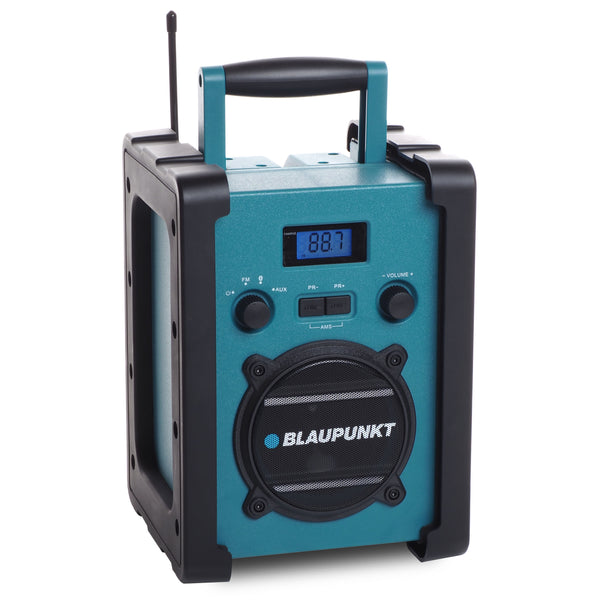 Baustellenradio Blaupunkt BSR 20 mit Akku – Tragbares Radio mit Bluetooth robust (AUX-IN, 5 Watt RMS, Schutzklasse IPX5) 