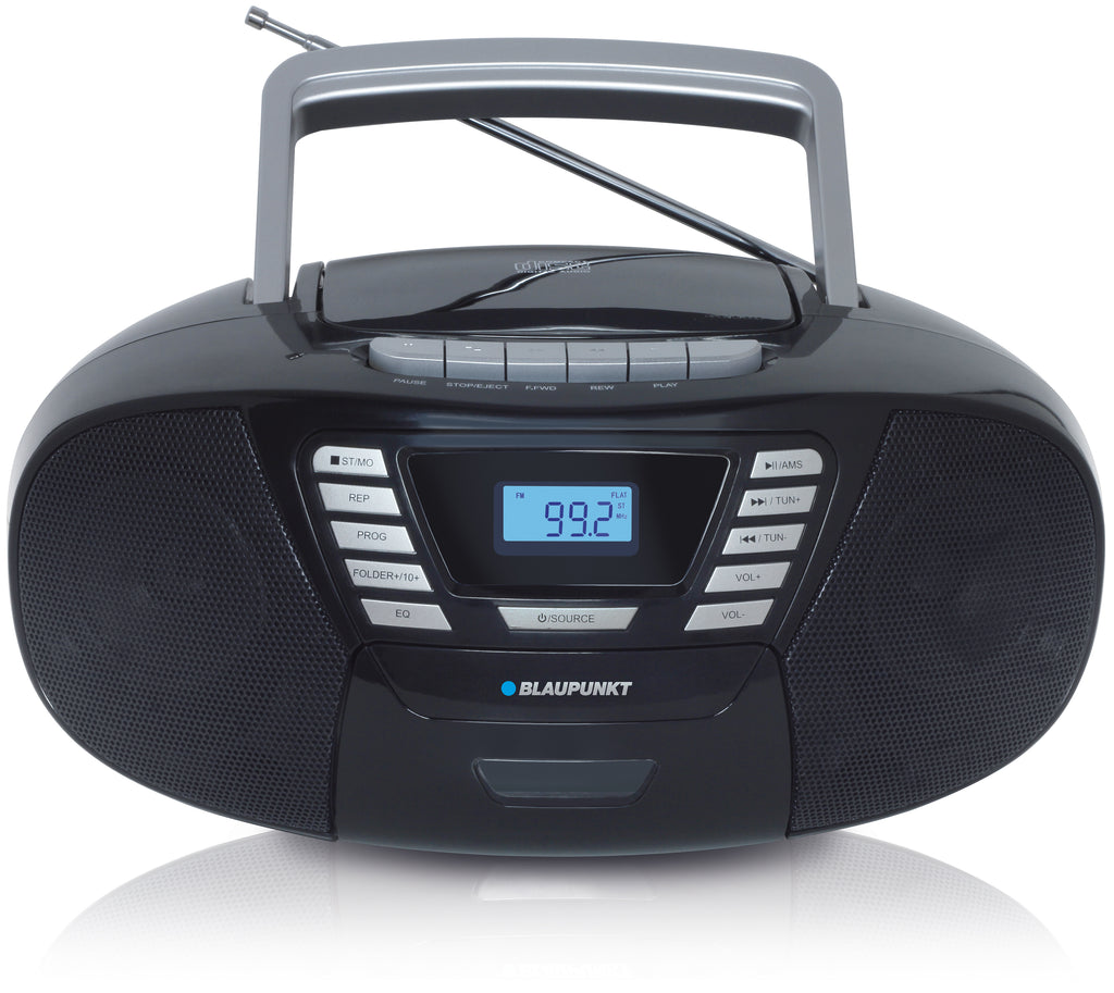 BLAUPUNKT B 120, CD Player Bluetooth Kinder - tragbarer Kassettenrekorder & Kinder CD Player mit Bluetooth Funktion, PLL UKW Radio, AUX & USB Anschluss, mit Griff, Farbe: Schwarz