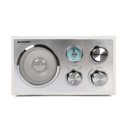 Nostalgieradio mit Bluetooth Blaupunkt RXN 180 in weiß mit Aluminiumfront und Holzgehäuse, Bluetooth- und AUX-Anschluss, retro Design